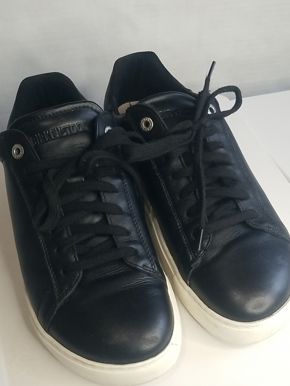 Birkenstock Black Leather Sneakers with White Sole